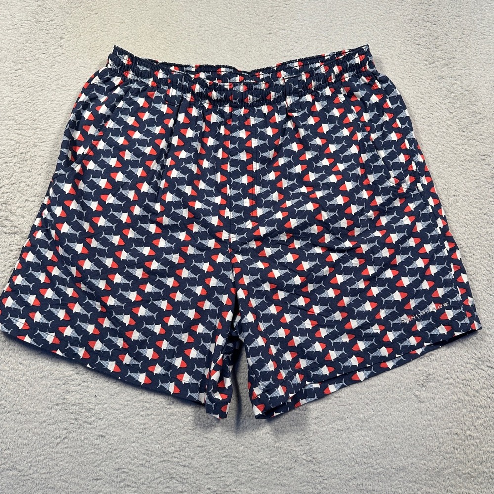 Columbia PFG Men's 6" Swim Trunks Shorts Fish Print Blue Red White Size M